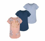 VIGOSS Big Girls' 3-Pack T-Shirt EClipse Pink, Gray & Blue Medium