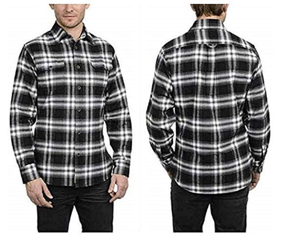 Jachs Men’s Brawny Flannel Shirt,Variety (M, Black/Grey/White)
