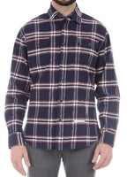 Jachs Men’s Long Sleeve Brawny Flannel Shirt Medium, Navy/Red
