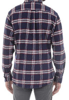 Jachs Men’s Long Sleeve Brawny Flannel Shirt Medium, Navy/Red
