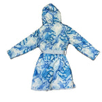 Woodrow & Friends Boy's Sherpa Lined Robe, Blue Camo - size Small (7/8)