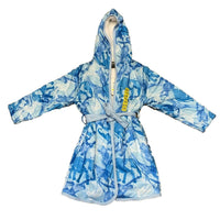 Woodrow & Friends Boy's Sherpa Lined Robe, Blue Camo - size Small (7/8)