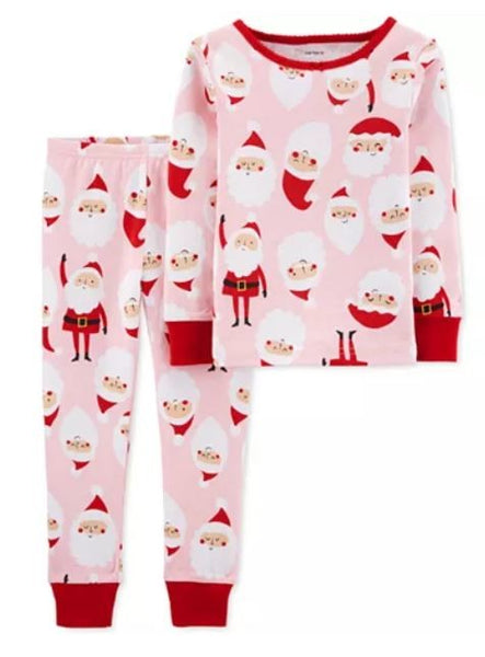 Toddler Girl Carter's 2-Piece Pink Santa/Mrs. Claus Snug Fit Cotton PJs Size 3T