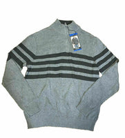 Tahari Men's Long Sleeve Sweater Quarter Zip Pullover Grey Large
