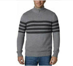 Tahari Men's Long Sleeve Sweater Quarter Zip Pullover, Color: Grey, Size: 2XL