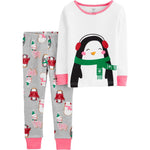 Toddler Girl Carters 2-Piece White Penguin Snug Fit Cotton PJs Size 5