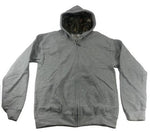 Men's Full Zip Hoody Mossy Oak Hood Lining Pockets SPORT GREY - Size L