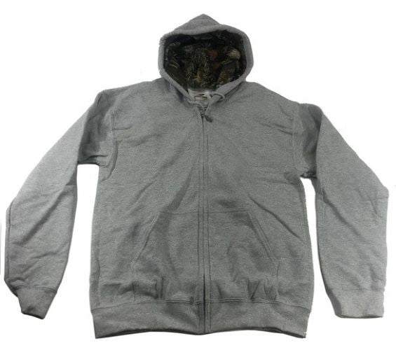 Mossy Oak Men's Aqua Defense Full Zip Sweatshirt Camo Hoodie Sport Grey Medium