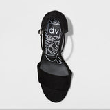 Women's dv Tisha Black Suede Lucite Block Heel Sandal Pumps; Black 7.5