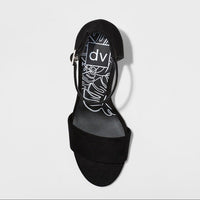 Women's dv Tisha Black Suede Lucite Block Heel Sandal Pumps; Black 6.5