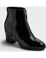 Women's dv by Dolce Vita Florence Black Patent Front-Zip Booties - 9.5