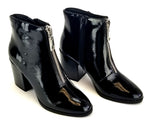 Women's dv by Dolce Vita Florence Black Patent Front-Zip Booties, Size: 7 US