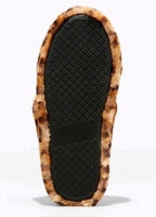 Girls' Stevies #CHECK Brown Small 13/1 Plush Cross Band Leopard Print Slipper