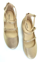 Girls' Stevies Janie Strappy Stud Ballet Flats, Gold, Junior Sizes (4-12 yrs)