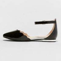 Girls' Stevies #PIZZAZZ Dressy Ankle Strap Ballet Flats, Color: Black Size: 4