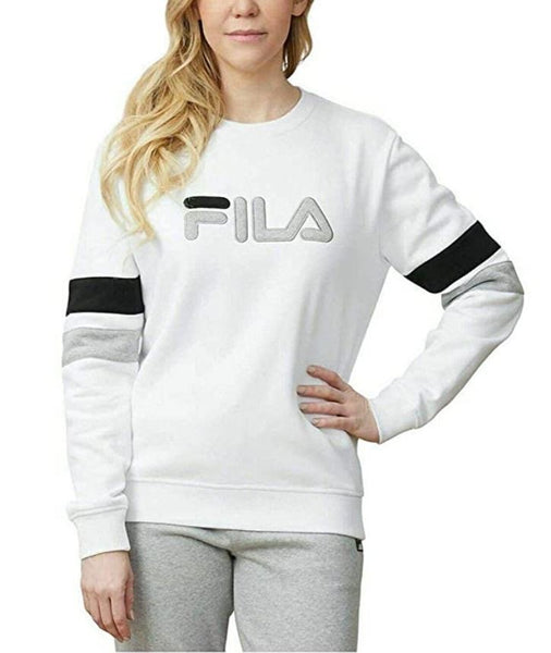 Fila Womens Natalie Pullover White Size Medium Crewneck Sweatshirt