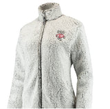 Wisconsin Badgers Women's Heathered Gray/White SMALL Sherpa Full-Zip Jacket