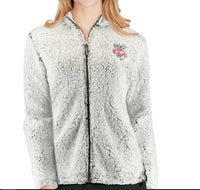 Wisconsin Badgers Women's Heathered Gray/White SMALL Sherpa Full-Zip Jacket
