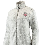 Wisconsin Badgers Women's Heathered Gray/White Medium Sherpa Full-Zip Jacket