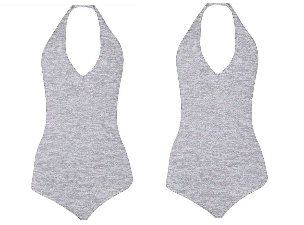 2-pack American Apparel Ladies Halter Bodysuit Heather Grey Ladies Medium