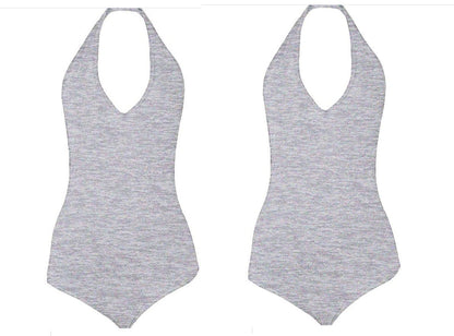 2-pack American Apparel Ladies Halter Bodysuit Heather Grey Ladies Medium