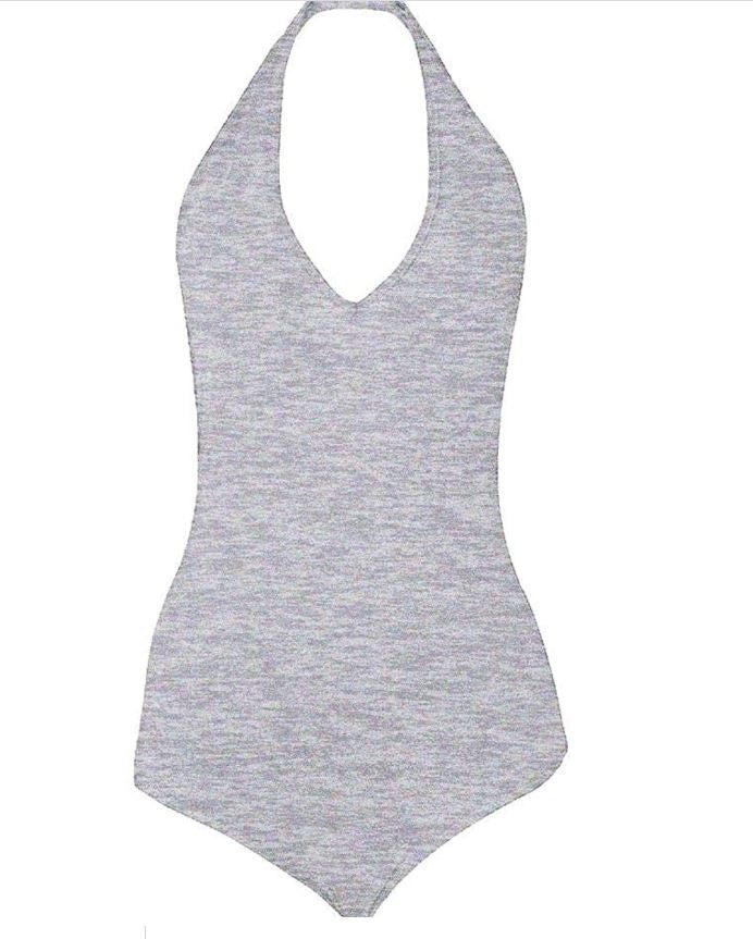 2-pack American Apparel Ladies Halter Bodysuit Heather Grey Ladies Medium