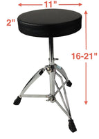 Drum Throne Chrome Double Braced Adjustable Round Swivel Seat Stool