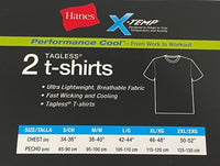 Hanes Men's Medium Gray 2 Pk X-Temp Performance Cool Crew Neck FreshIQ T-Shirts