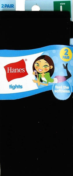 Hanes Girls Tights, 2 Pairs Stockings Black Large (Little Girls & Big Girls)