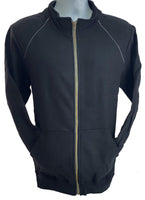 Men's Cadet Collar Full Zip Sweatshirt Jacket by GILDAN Platinum Black Large