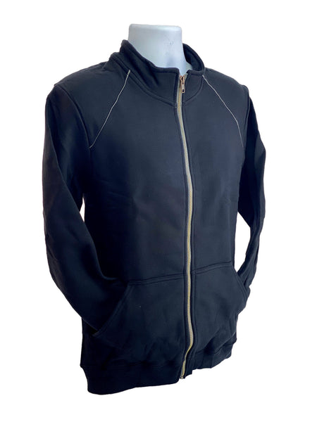 GILDAN Platinum Men's Cadet Collar Cotton Full Zip Sweatshirt BLACK Medium