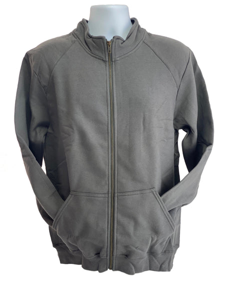 GILDAN Platinum Men's Cadet Collar Cotton Full Zip Sweatshirt Charcoal Large