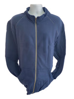 GILDAN Platinum Men's Cadet Collar Cotton Full Zip Sweatshirt Navy Blue Large