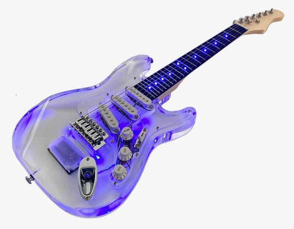 Kids Clear Acrylic Mini Guitar with LED lights in Body and Fretboard
