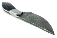 Damascus Steel Skinning Knife Handmade Leather Sheath Black Man-made Handle