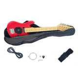 Kids 30 Inch Electric Guitar Combo, Built-in Amp, Solid Wood Body, Color: Red