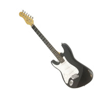 Full Size Left Handed Electric 6 String Guitar, Solid Wood Body and Bolt on Neck, Cable and Tremolo Arm, Color: Gloss Black