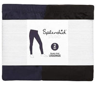 Splendid Studio Girls 2-Pack Solid Tapered Stretch Knit Leggings Black/Navy 10