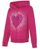 Hanes ComfortSoft Girls Pink Hello Love EcoSmart Full-Zip Hoodie Sweatshirt, XS