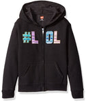 Hanes Big Girls Ecosmart Graphic #LOL Full-Zip Fleece Hoodie, Black S