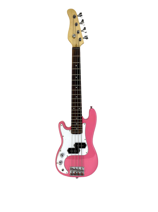 Left Handed Electric Base Guitar, Small Scale 36 Inch Mini Sized, Color: Pink