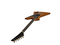 Full Size Right Handed Rock Style Electric 6 String Guitar, Solid Wood Body and Bolt on Neck, Cable and Allen Wrench, Color: Natural Brown