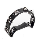 Single Row Black Tambourine Hand Held 32 Metal Rings Chimes