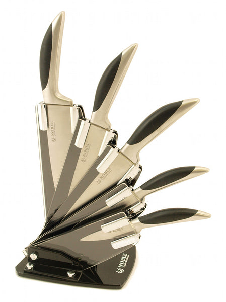 NEW KNIFE BLOCK Folding Acrylic w. 5 piece KNIVES SET