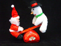 Musical Plush Santa and Snowman Teeter Totter Moving Figures - Christmas