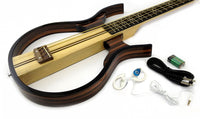 SILENT BASS GUITAR Sandalwood Hollow Body Electric-Acoustic Headphones Included