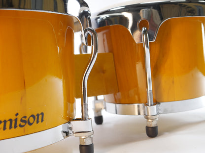 Zenison - BONGO DRUMS 8+9" SET, NATURAL WOOD Dual Bongos WORLD LATIN Percussion