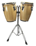 Zenison Latin Percussion Conga Drums and Stand 9" & 10" inch Heads Natural Wood