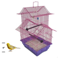 Pink 18-inch Medium Parakeet Wire Bird Cage for Budgie Parakeets Finches Canaries Lovebirds Small Quaker Parrots Cockatiels Green Cheek Conure perfect Bird Travel Cage and Hanging Bird House