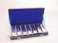 HARMONICAS 7 HARP SET - 10 HOLE EACH - MAJOR KEY w CASE